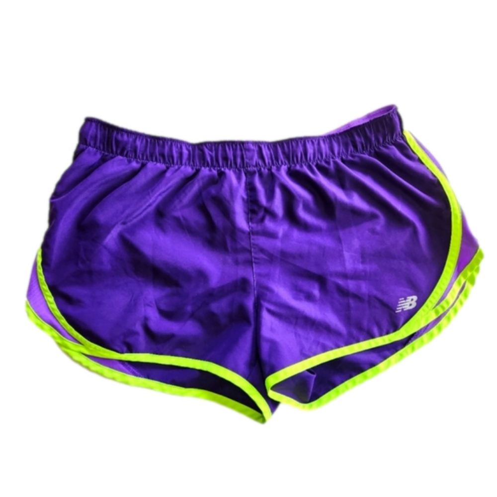 New Balance Running Shorts-Women Size M-Purple/Neon Green very good condition.